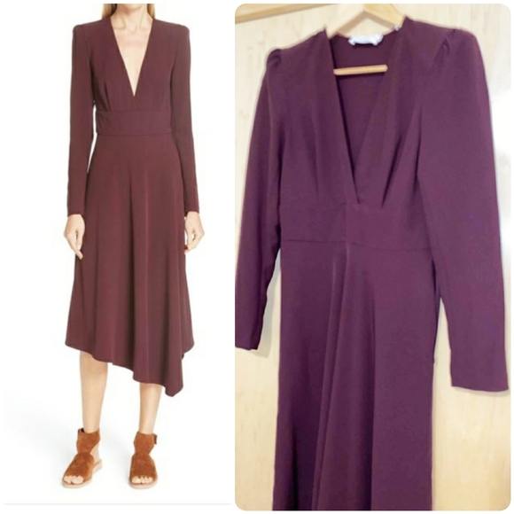 A.L.C Loyola Derk Bordeaux Asymetrical Dress